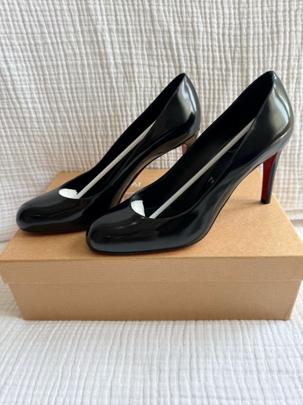 Christian Louboutin Pumppie 85 Black Leather Pumps EU 39.5 NIB